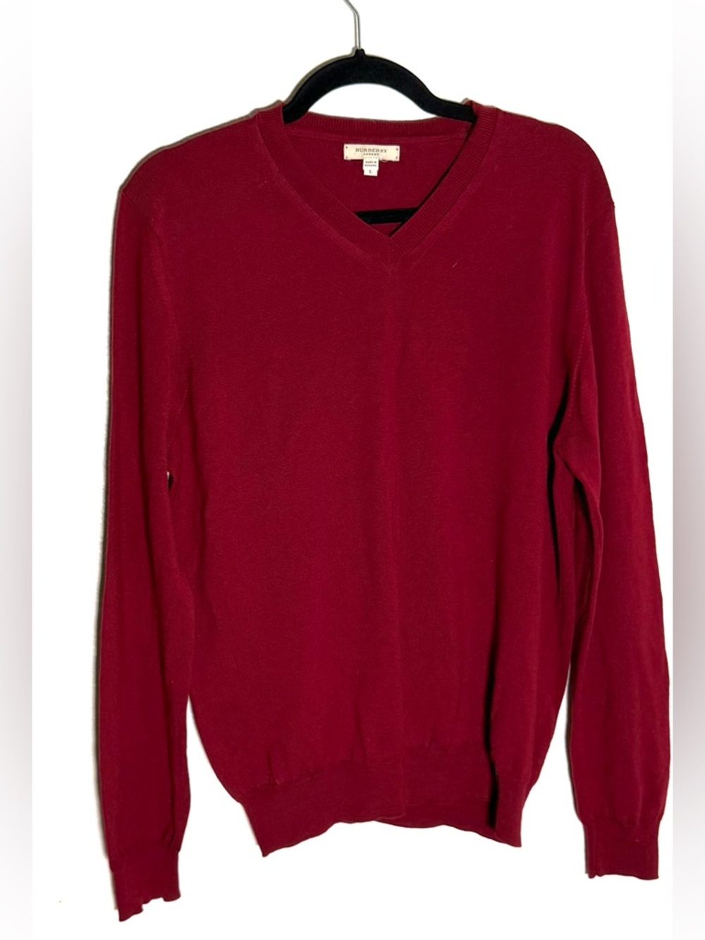 Burberry Men’s V Neck Sweater Red Size Large